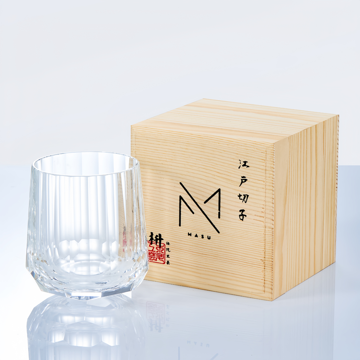 Edo Kiriko Glass Kage Tate Vertical Facet Whisky | Hand-Cut Crystal Clear & Smoky Grey Glassware