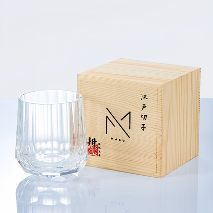 Edo Kiriko Glass Kage Tate Vertical Facet Whisky | Hand-Cut Crystal Clear & Smoky Grey Glassware