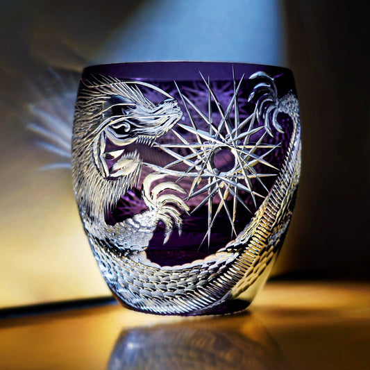 Japanese Cut Crystal Whiskey Glass Edo Kiriko Majestic Dragon – Dragon Motif Tumbler