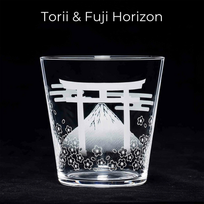 Whiskey Glass Japanese Scenic Etched Tumbler | Toyo-Sasaki