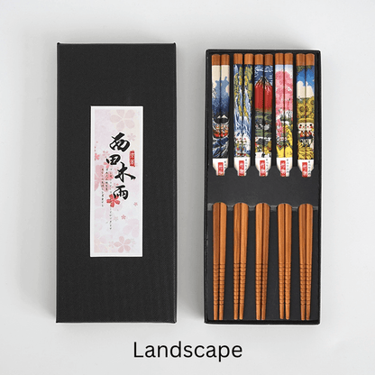Bamboo Chopsticks Set of 5 Pairs – Japanese Themed Designs