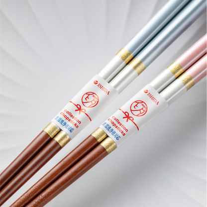 ISHIDA Wooden Chopsticks Wedding Gift His Hers Blue Pink Japan Box