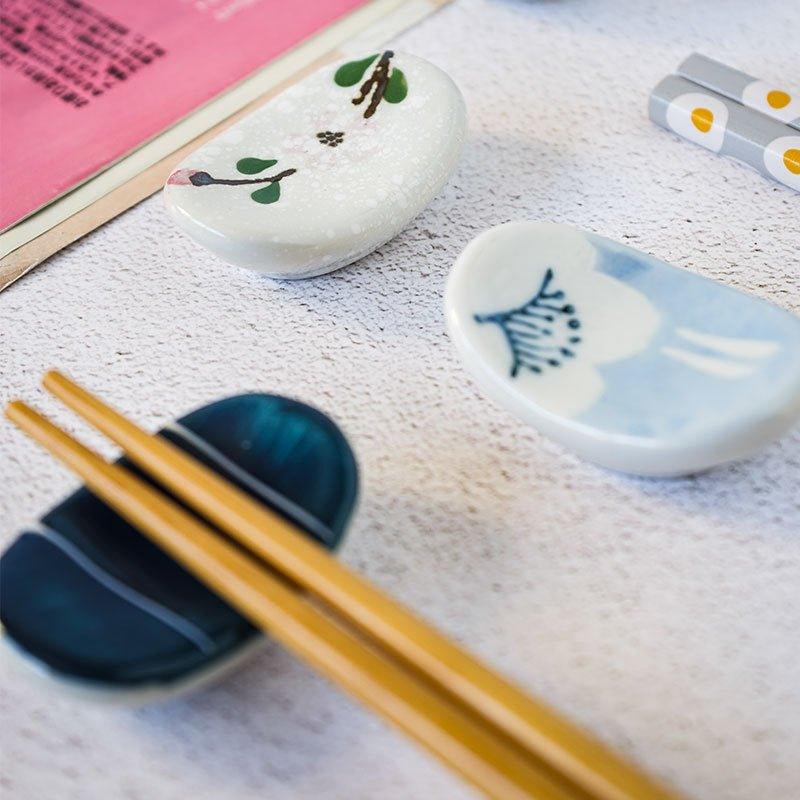 Ceramic Chopstick Rest Hashioki Japanese Hand-Painted Sakura Goldfish