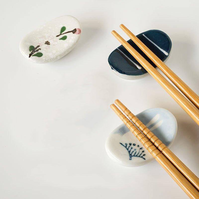 Ceramic Chopstick Rest Hashioki Japanese Hand-Painted Sakura Goldfish