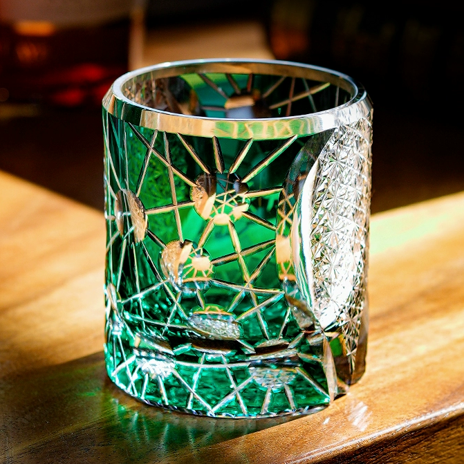 Crystal Whiskey Glass Night Jewel | Edo Kiriko Handcrafted Barware