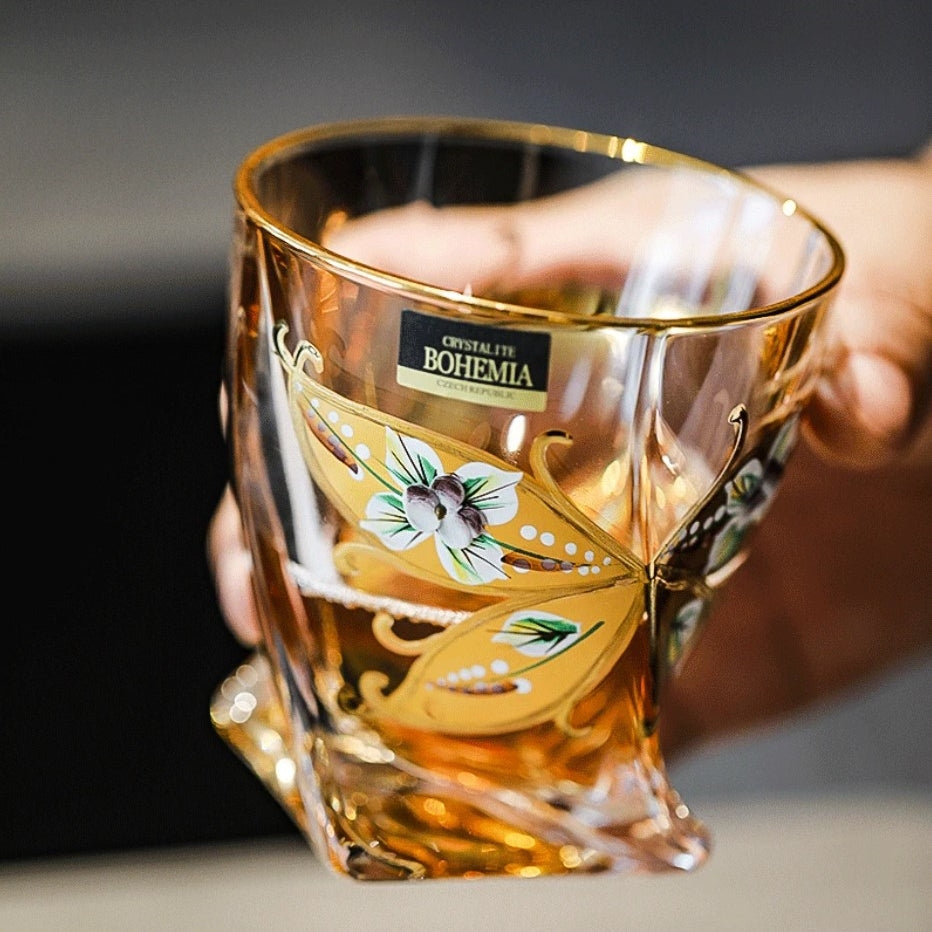 Whisky Decanter Set Bohemia Crystalite Butterfly Gold Enamel Czech Crystal Whisky Glass Decanter Gift Box