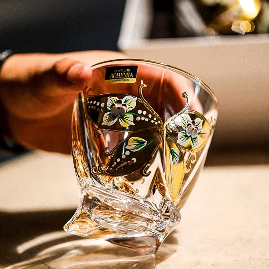 Whisky Decanter Set Bohemia Crystalite Butterfly Gold Enamel Czech Crystal Whisky Glass Decanter Gift Box