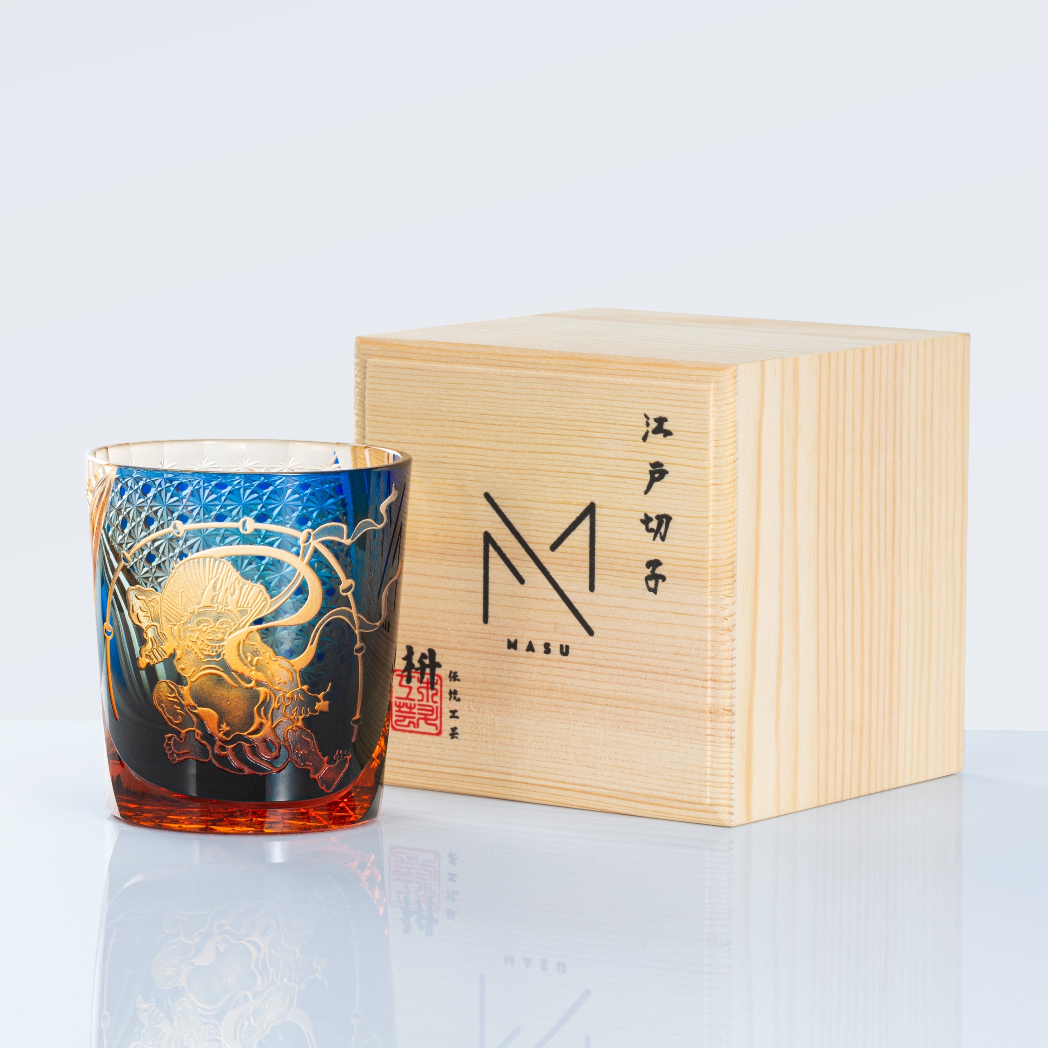 Whiskey Glass Edo Kiriko Raijin Thunder God | Hand-Cut Crystal