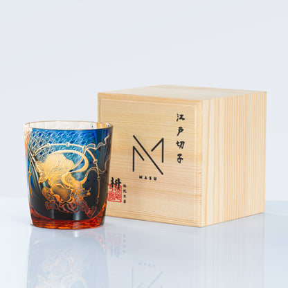 Whiskey Glass Edo Kiriko Raijin Thunder God | Hand-Cut Crystal