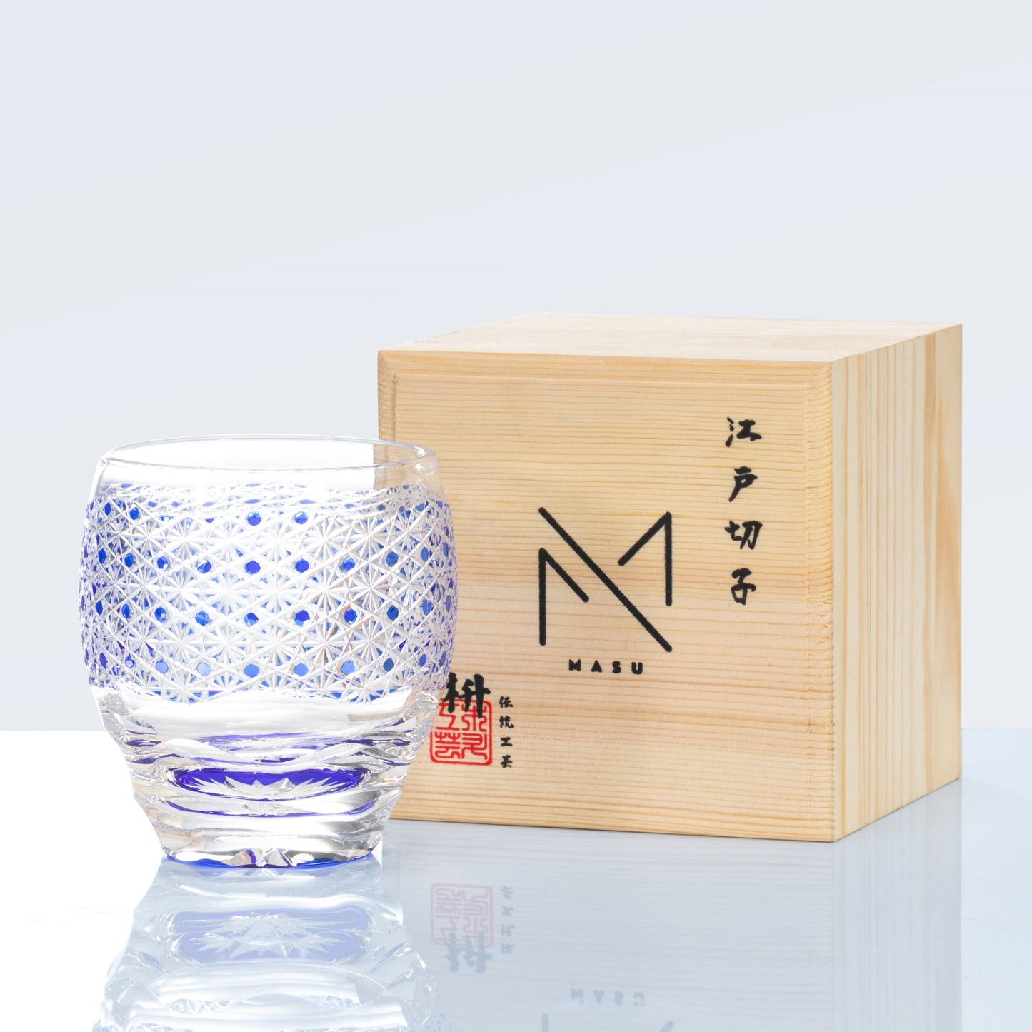 Whiskey Glass Midnight Blue Starburst | Japanese Edo Kiriko Hand-Cut Crystal Drinkware