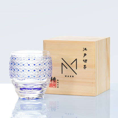 Whiskey Glass Midnight Blue Starburst | Japanese Edo Kiriko Hand-Cut Crystal Drinkware