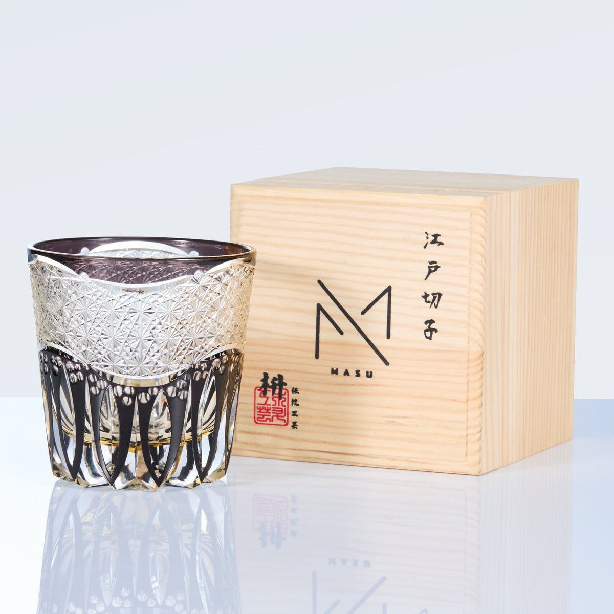 Whiskey Glass Edo Kiriko Kurokiku – Japanese Cut Crystal Tumbler Kiku-Tsunagi