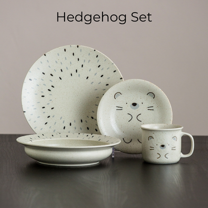 Ceramic Dining Set Awasaka Animal Friends Japanese Handcrafted Bowl Plate Cup Set Lion Hedgehog Seal Made in Japan