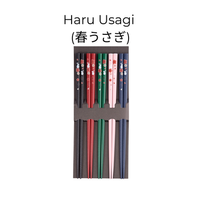 Japanese Chopsticks Set of 5 – Lucky Cat Sakura Rabbit Fuji