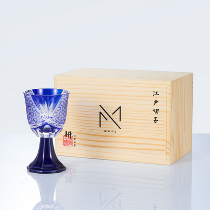 Goblet Glass Edo Kiriko Hanabishi Hand-Cut Crystal | Japanese Artisan Glassware