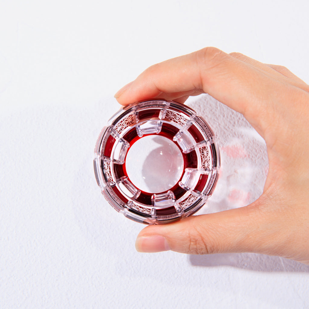 Sake Cup Edo Kiriko Hikari-no-Ha Guinomi Hand-Cut Crystal | Japanese Artisan Glassware