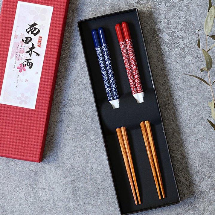 Chopsticks Set of 2 | Sakura Handcrafted Wooden Japanese Chopsticks Gift Box
