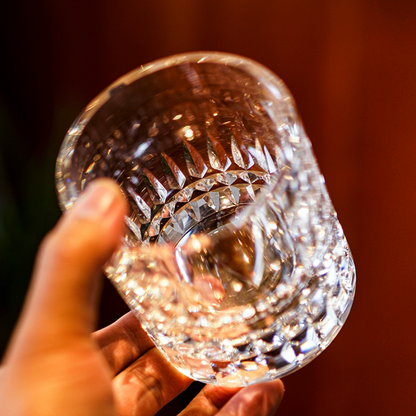 Whisky Glass Edo Kiriko Crystal Royale – Hand-Cut Japanese Tumbler with Wooden Box | Crystal, Sakura & Emerald
