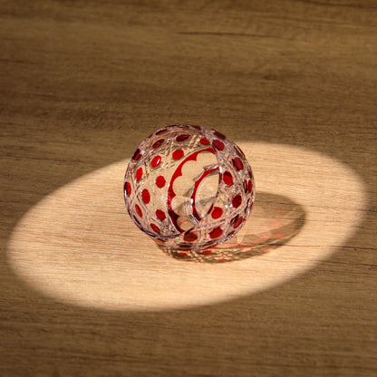 Sake Cup Edo Kiriko Akebono Guinomi Collection – Hand-Cut Crimson Japanese Sake Glass with Wooden Box | 4 Patterns