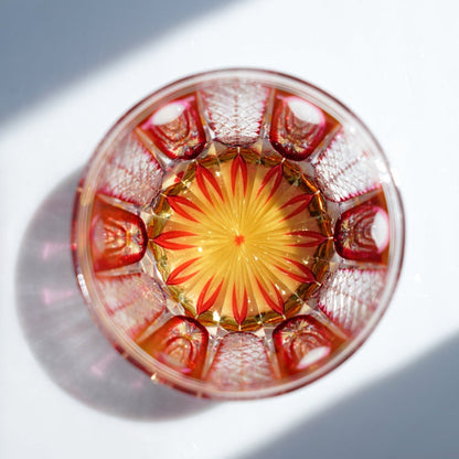 Whiskey Glass Ruby Agave | Edo Kiriko Red Crystal Handcrafted Barware