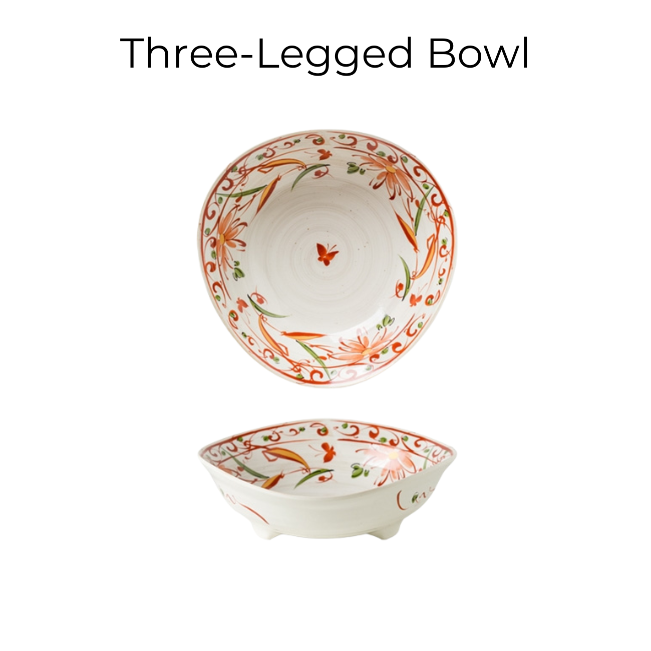 Japanese Ceramic Dish Set – Mino Ware Akae Red Butterfly