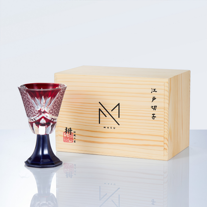 Goblet Glass Edo Kiriko Hanabishi Hand-Cut Crystal | Japanese Artisan Glassware