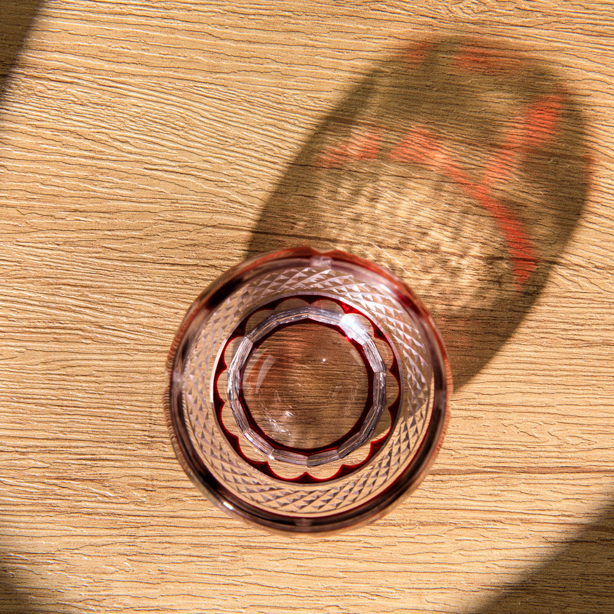 Sake Cup Edo Kiriko Akebono Guinomi Collection – Hand-Cut Crimson Japanese Sake Glass with Wooden Box | 4 Patterns