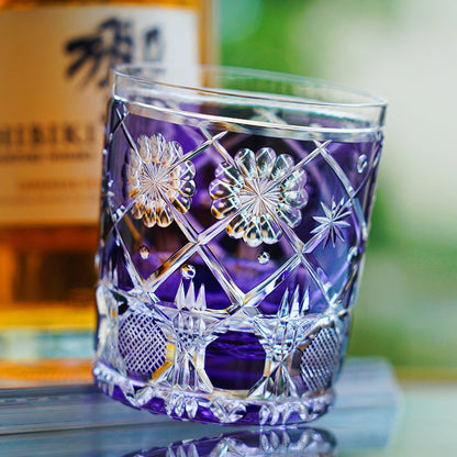 Whiskey Glass Violet Kohana Blossom – Edo Kiriko Floral Crystal
