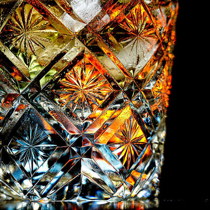 Whiskey Glass Edo Kiriko Hana Blossom Hand-Cut Crystal | Japanese Artisan Glassware