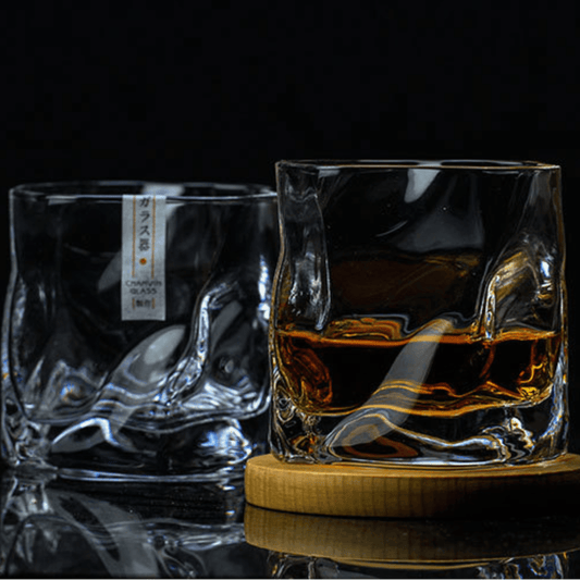 Whiskey Glass Edo Kiriko Crumple Body Japanese Hand-Cut Wooden Box