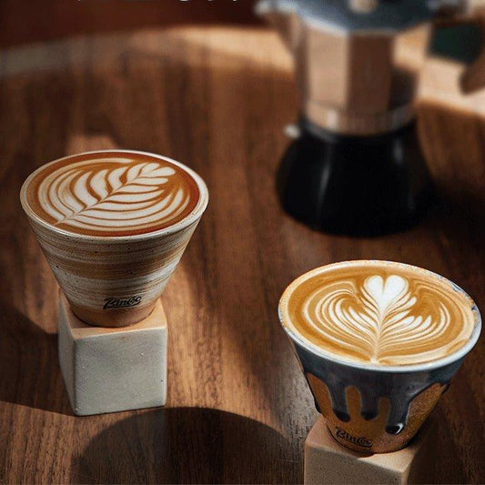 Coffee Cup Ceramic Cone Shape Handcrafted with Stand 4 Colors