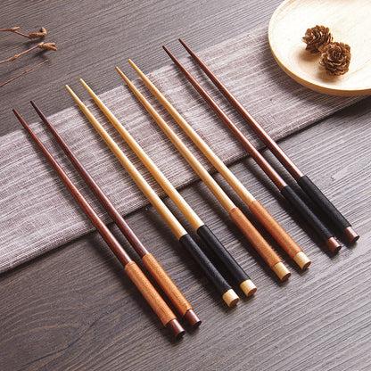Chopsticks Set of 5 | Japanese Wooden Decorative Thread Anti-Roll Design