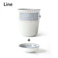 Ceramic Chopstick Holder Japanese Handcrafted Glazed with Base Plate Line and Sakura Styles