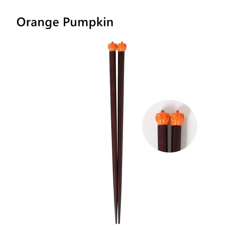 Japanese Chopsticks Fall Harvest Theme Pumpkin Mushroom Apple Design Kids and Adult Styles