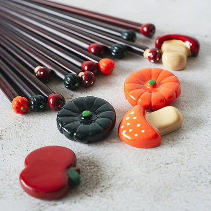 Japanese Chopsticks Fall Harvest Theme Pumpkin Mushroom Apple Design Kids and Adult Styles