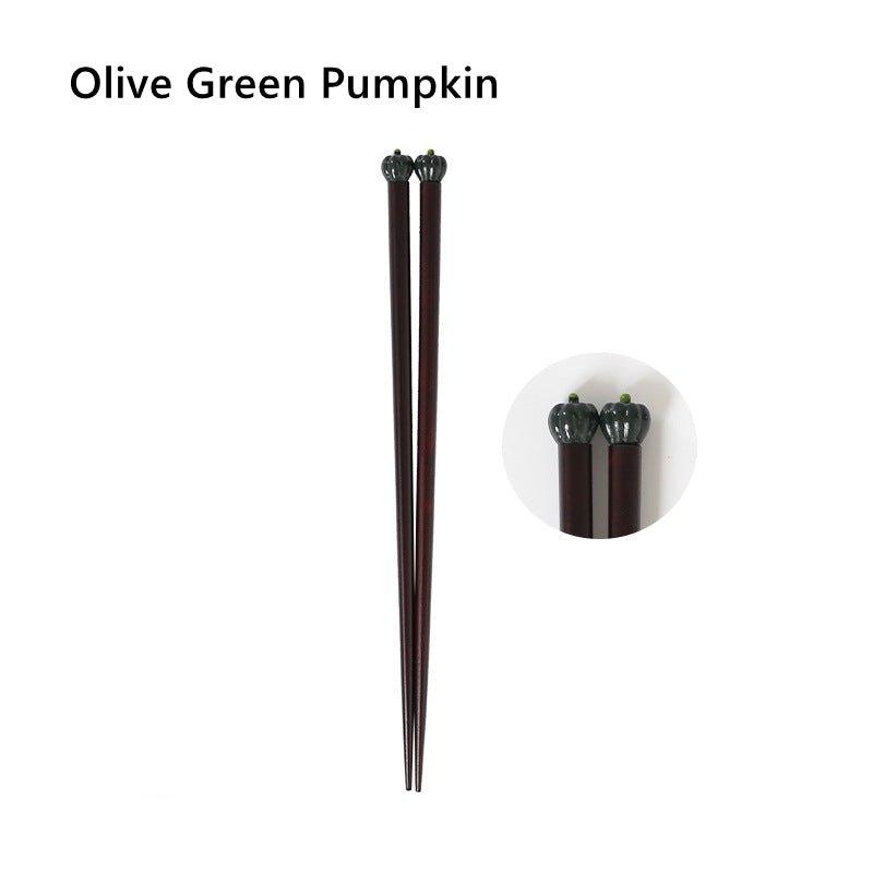 Japanese Chopsticks Fall Harvest Theme Pumpkin Mushroom Apple Design Kids and Adult Styles