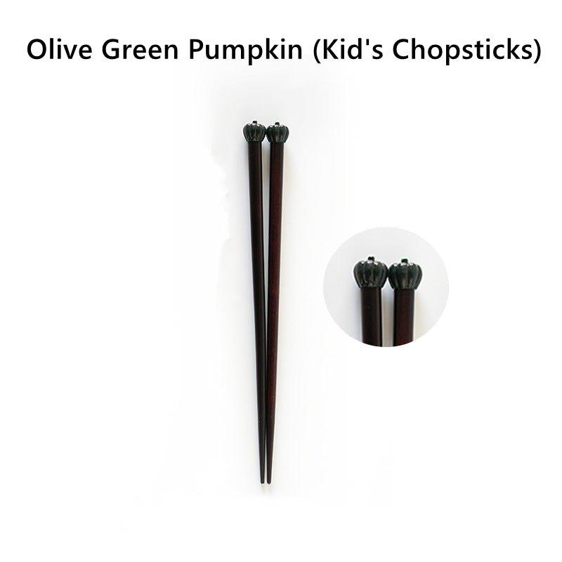 Japanese Chopsticks Fall Harvest Theme Pumpkin Mushroom Apple Design Kids and Adult Styles