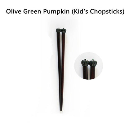 Japanese Chopsticks Fall Harvest Theme Pumpkin Mushroom Apple Design Kids and Adult Styles
