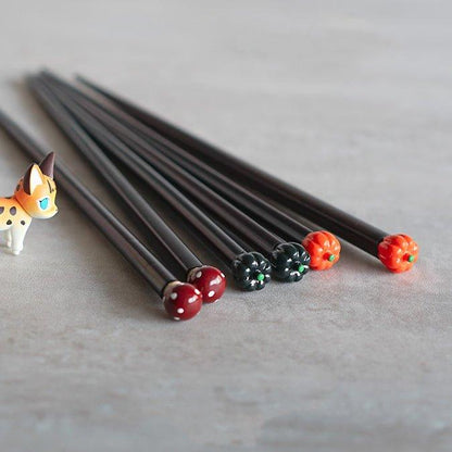 Japanese Chopsticks Fall Harvest Theme Pumpkin Mushroom Apple Design Kids and Adult Styles