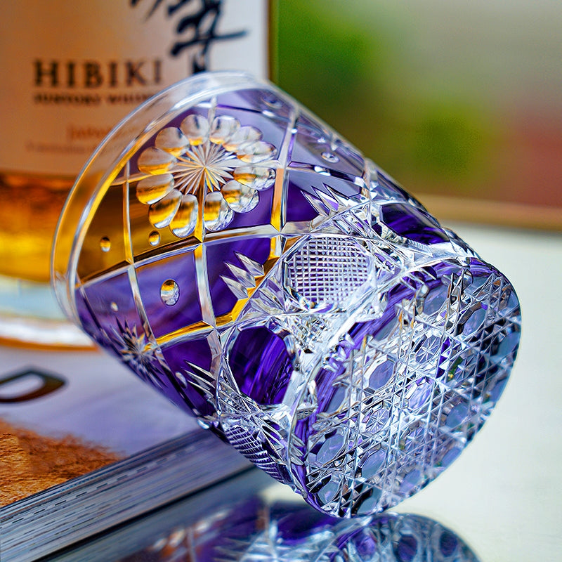 Whiskey Glass Violet Kohana Blossom – Edo Kiriko Floral Crystal