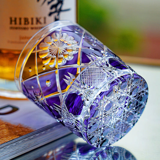 Whiskey Glass Violet Kohana Blossom – Edo Kiriko Floral Crystal