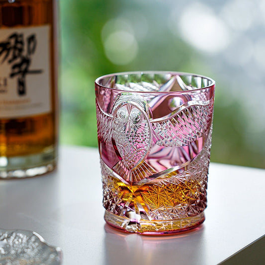Whiskey Glass Ruby Nocturne | Edo Kiriko Pink Crystal Night Artisan