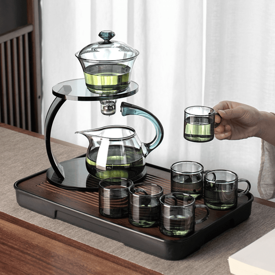 Tea Set Glass Magnetic Auto Dispenser Loose Leaf Brewing Set