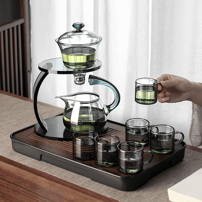 Tea Set Glass Magnetic Auto Dispenser Loose Leaf Brewing Set