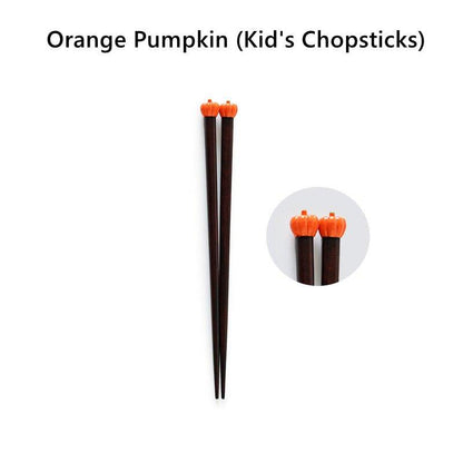 Japanese Chopsticks Fall Harvest Theme Pumpkin Mushroom Apple Design Kids and Adult Styles