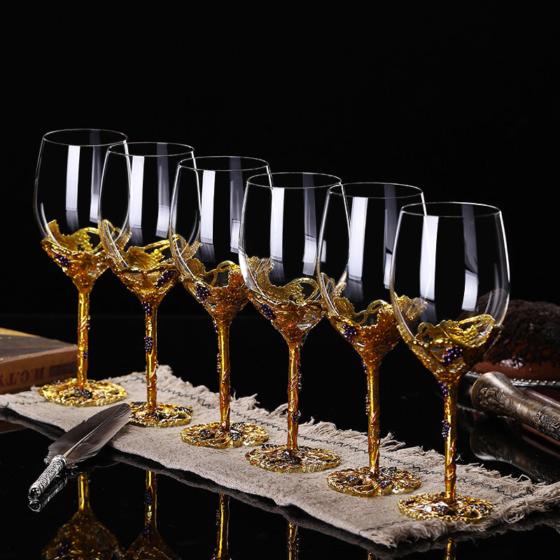 Wine Glasses Crystal Golden Vine Decanter Set Luxury Stemware