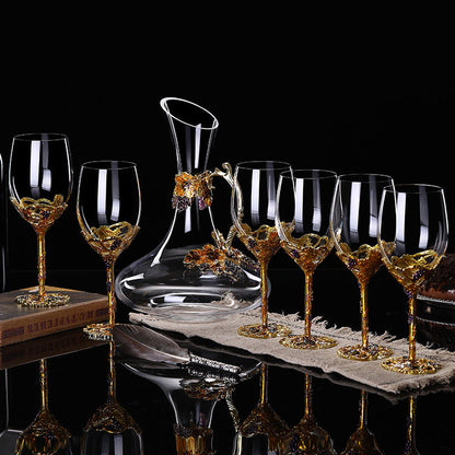 Wine Glasses Crystal Golden Vine Decanter Set Luxury Stemware