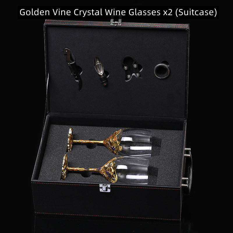 Wine Glasses Crystal Golden Vine Decanter Set Luxury Stemware