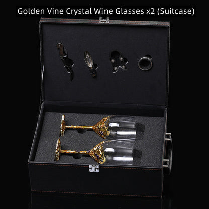 Wine Glasses Crystal Golden Vine Decanter Set Luxury Stemware