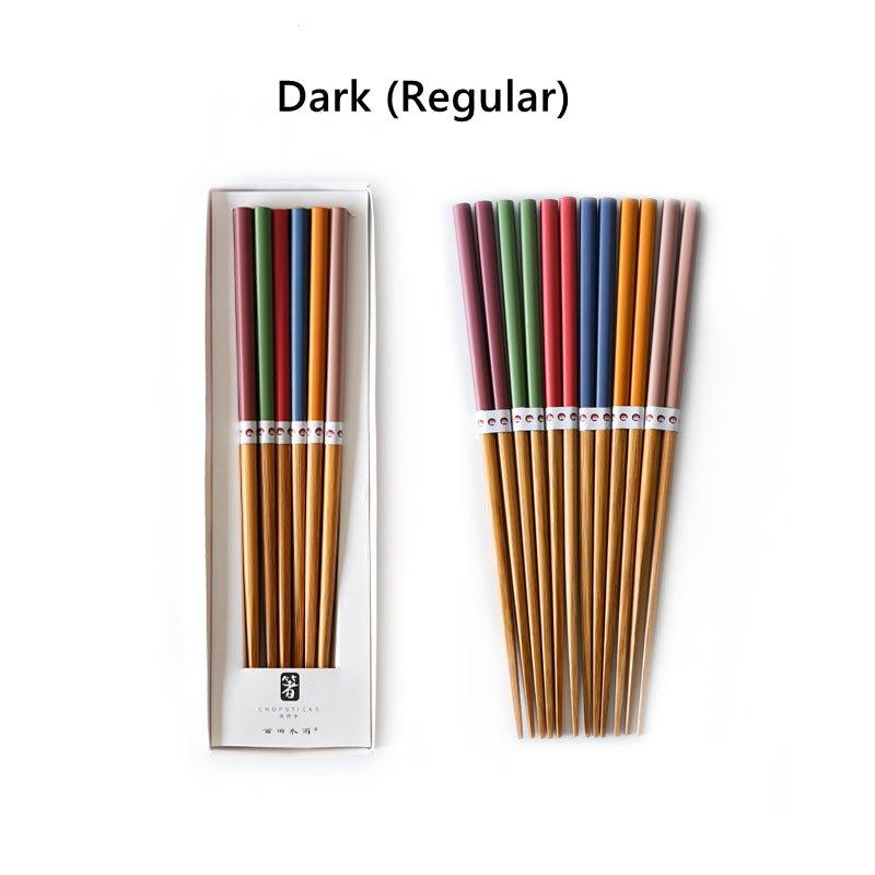 Bamboo Chopsticks Set of 6 Pairs – Multi-Color Gift Box